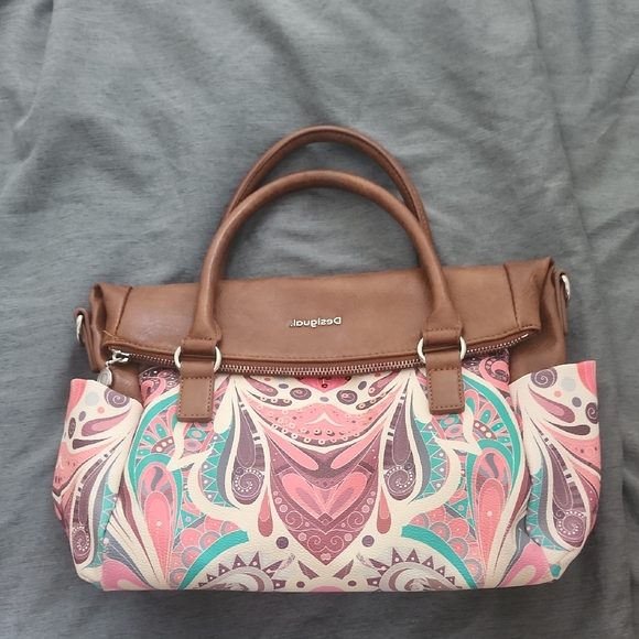 Desigual Handbags - Desigual Pink and Brown Patterned Satchel